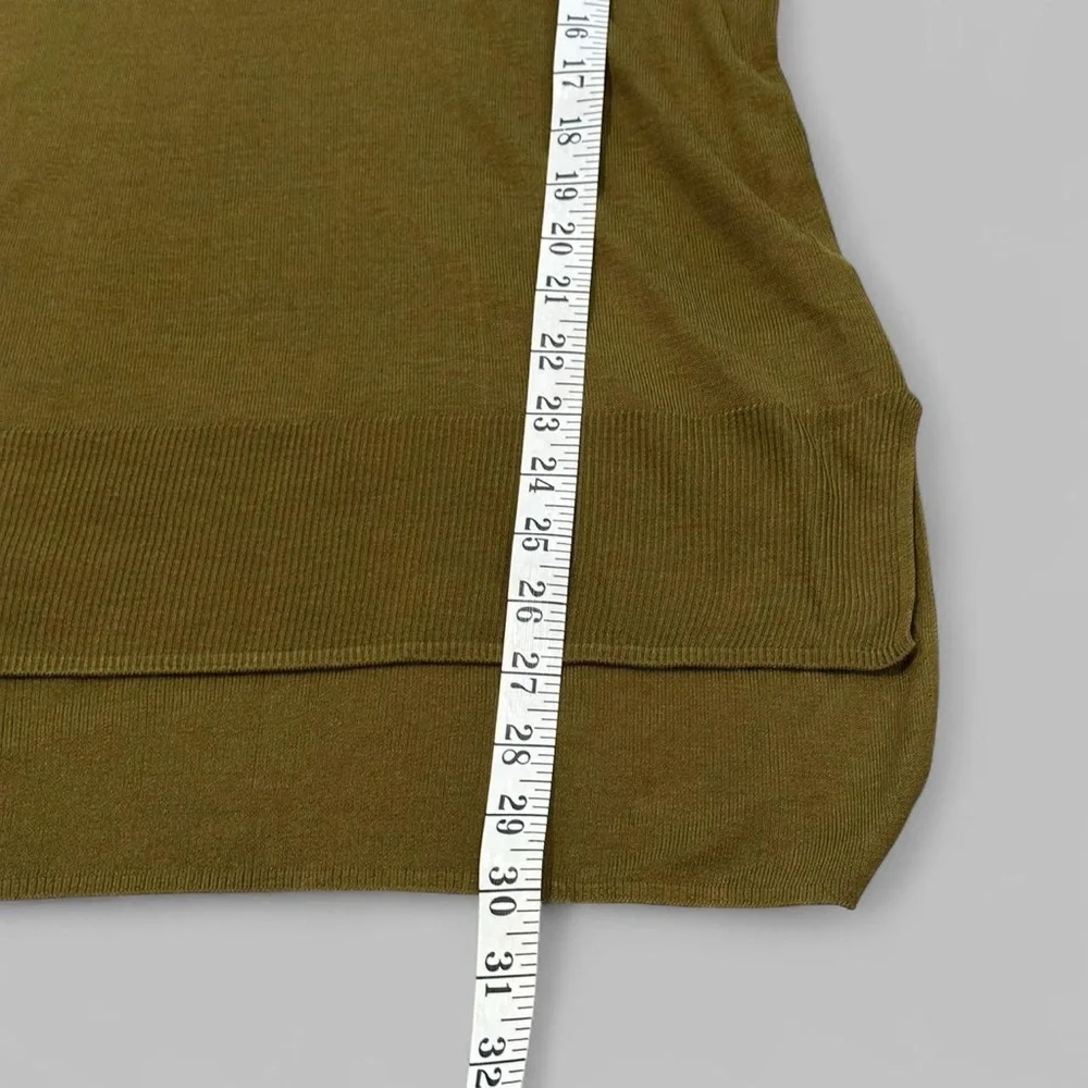 H&M Olive Green Fine Knit Crewneck Tunic High-Low Sweater Small